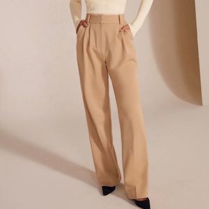 Favorite Daughter The Favorite Twill Pleated Wide Leg Trousers Size 6